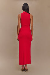 Stephanie Cut Out Knit Maxi Dress - Red